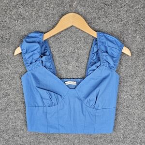Abercrombie & Fitch Blue Crop Top- Smocked‎ Back, Sweetheat Neckline